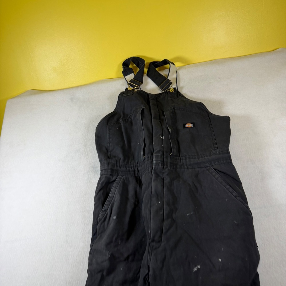 Dickies Mens Insulated Cotton Duck Bib Overalls Black XL Short Workwear 6694